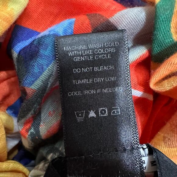 Ali Miles Tunic Top Abstract Print 3/4 Sleeve V-Neck Colorful Artsy Medium Knit - Picture 6 of 6